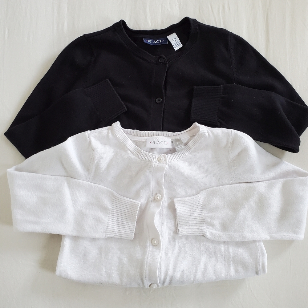 The Children's Place Set Of 2 Cardigan Sweaters Black & White Size 7/8